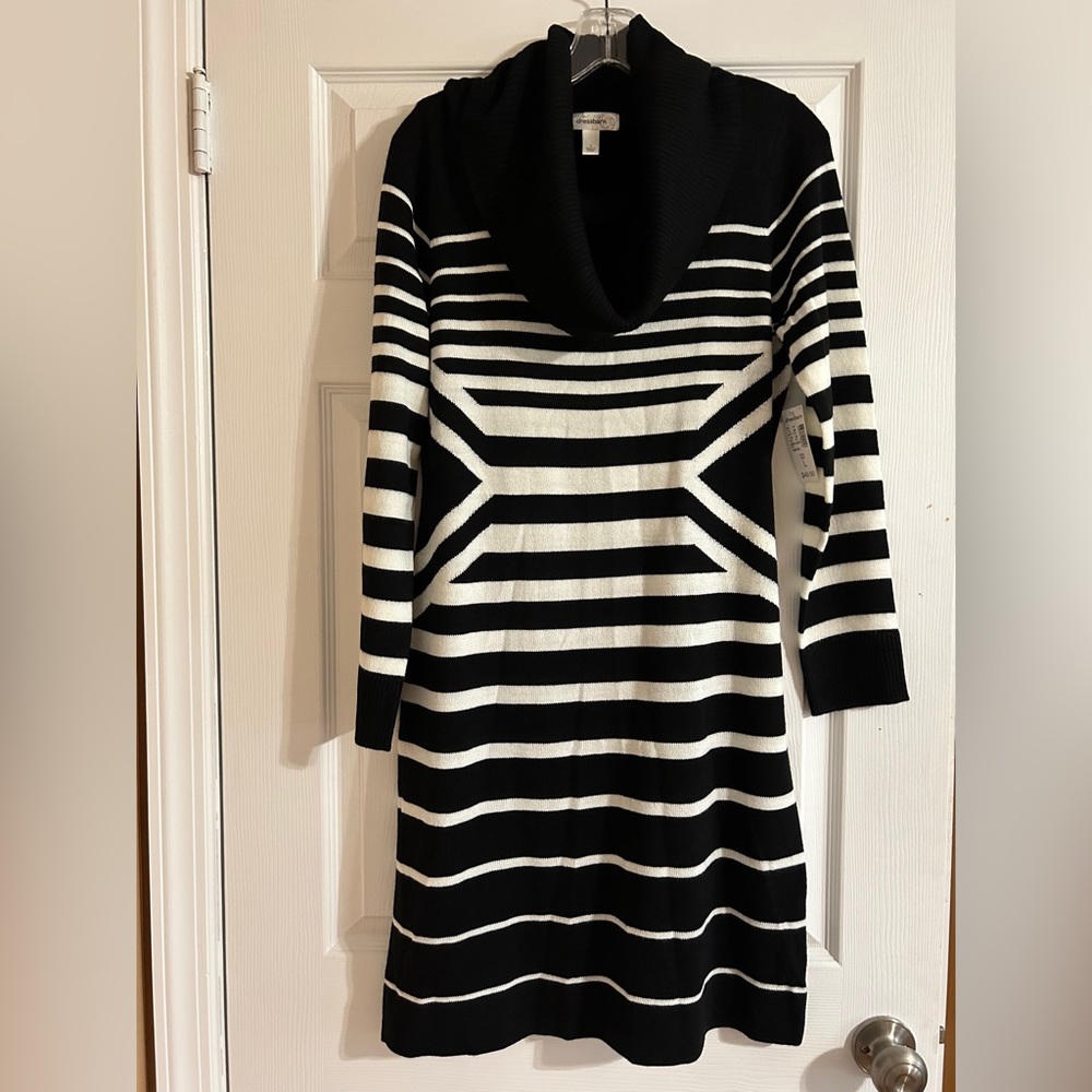 NWT Black and White striped sweater turtleneck dress by Dressbarn